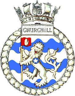 Coat of arms (crest) of the HMS Churchill, Royal Navy