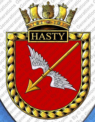 Coat of arms (crest) of the HMS Hasty, Royal Navy