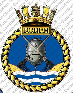 Coat of arms (crest) of the HMS Boreham, Royal Navy