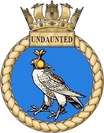 Coat of arms (crest) of the HMS Undaunted, Royal Navy