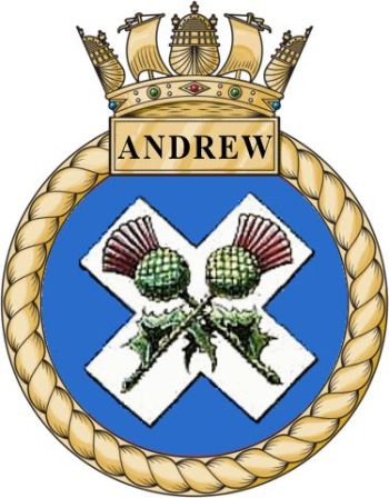 Coat of arms (crest) of the HMS Andrew, Royal Navy
