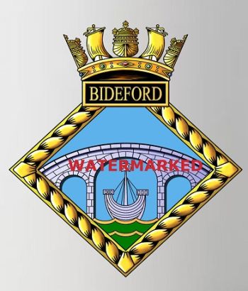 Coat of arms (crest) of the HMS Bideford, Royal Navy