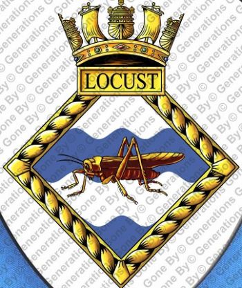 Coat of arms (crest) of the HMS Locust, Royal Navy