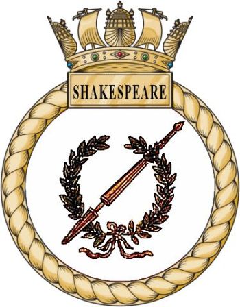 Coat of arms (crest) of the HMS Shakespeare, Royal Navy