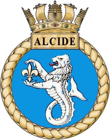 Coat of arms (crest) of the HMS Alcide, Royal Navy