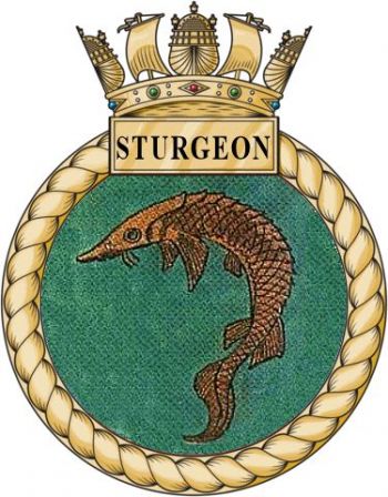 Coat of arms (crest) of the HMS Sturgeon, Royal Navy