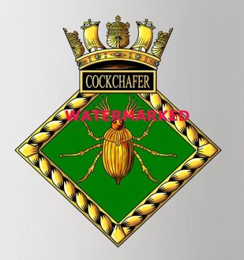 Coat of arms (crest) of the HMS Cockchafer, Royal Navy