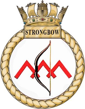 Coat of arms (crest) of the HMS Strongbow, Royal Navy