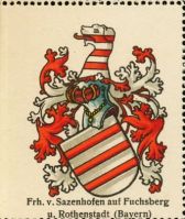 Wappen Freiherren von Sazenhofen auf Fuchsberg und Rothenstadt
