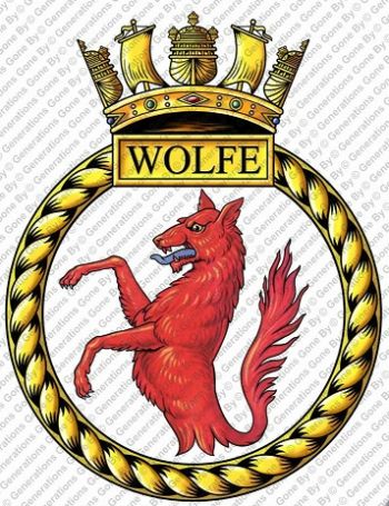 Coat of arms (crest) of the HMS Wolfe, Royal Navy