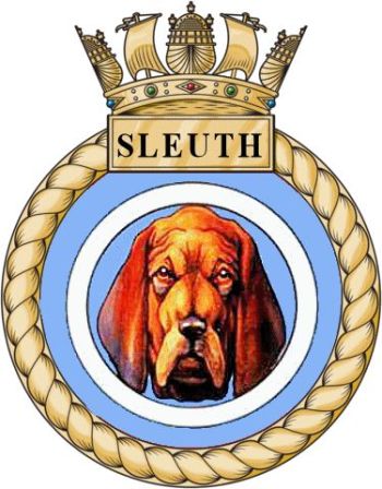 Coat of arms (crest) of the HMS Sleuth Royal Navy