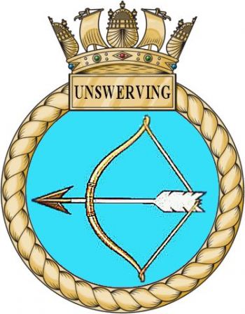 Coat of arms (crest) of the HMS Unsewering, Royal Navy