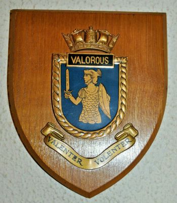 Coat of arms (crest) of the HMS Valorous, Royal Navy