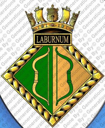 Coat of arms (crest) of the HMS Laburnum, Royal Navy