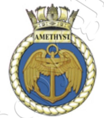 Coat of arms (crest) of the HMS Amethyst, Royal Navy