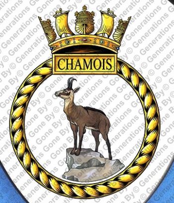Coat of arms (crest) of the HMS Chamois, Royal Navy
