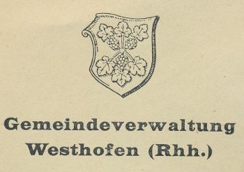 Wappen von Westhofen (Rheinhessen)/Coat of arms (crest) of Westhofen (Rheinhessen)