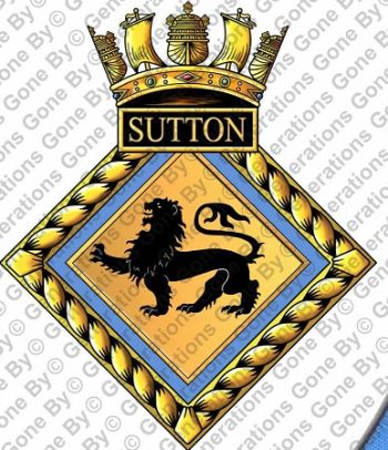 Coat of arms (crest) of the HMS Sutton, Royal Navy