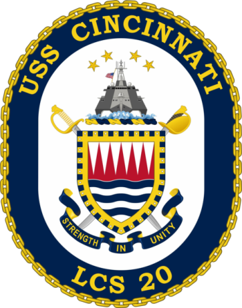Coat of arms (crest) of the Littoral Combat Ship USS Cincinnati (LCS-20)