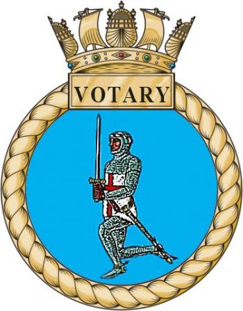 Coat of arms (crest) of the HMS Votary, Royal Navy
