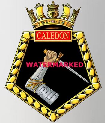 Coat of arms (crest) of the HMS Caledon, Royal Navy