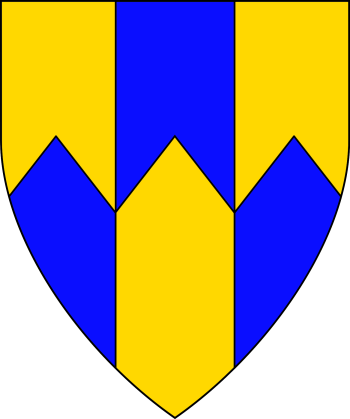 Heraldic glossary:Per Fess Indented and a Pale Counterchanged