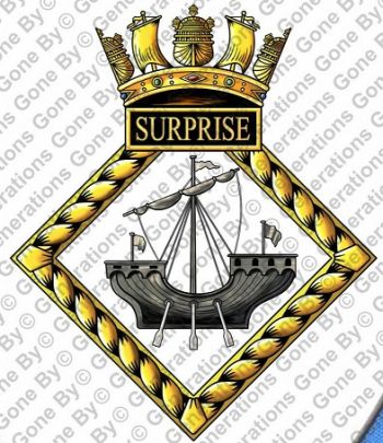 Coat of arms (crest) of the HMS Surprise, Royal Navy