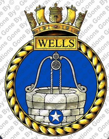 Coat of arms (crest) of the HMS Wells, Royal Navy