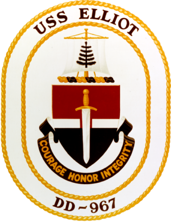 Coat of arms (crest) of the Destroyer USS Elliot (DD-967)