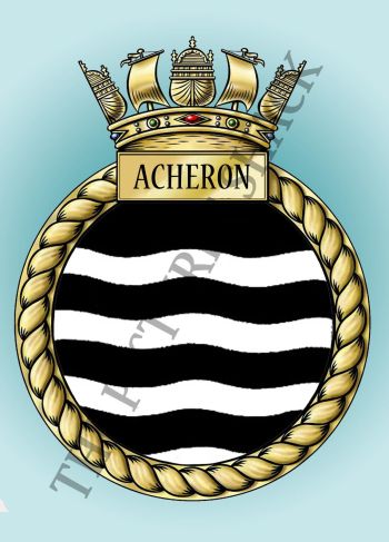 Coat of arms (crest) of the HMS Acheron, Royal Navy