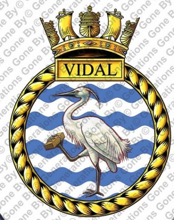 Coat of arms (crest) of the HMS Vidal, Royal Navy