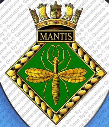 Coat of arms (crest) of the HMS Mantis, Royal Navy