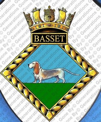 Coat of arms (crest) of the HMS Basset, Royal Navy