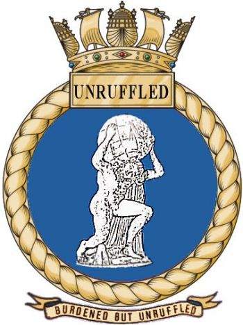 Coat of arms (crest) of the HMS Unruffled, Royal Navy
