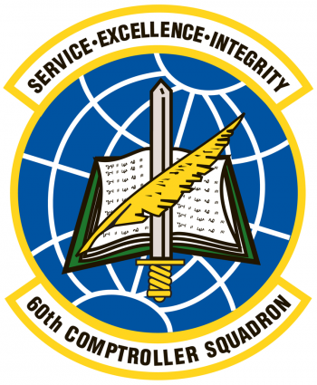 Coat of arms (crest) of the 60th Comptroller Squadron, US Air Force