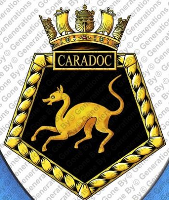 Coat of arms (crest) of the HMS Caradoc, Royal Navy