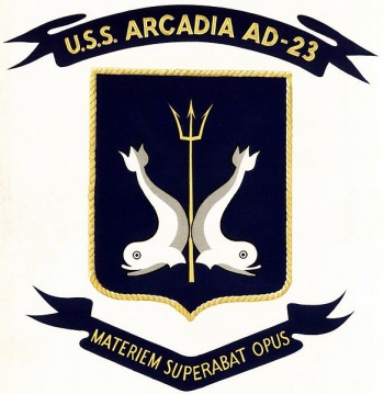 Coat of arms (crest) of the Destroyer Tender USS Arcadia (AD-23)