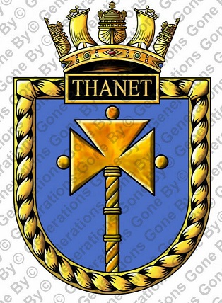 Coat of arms (crest) of the HMS Thanet, Royal Navy
