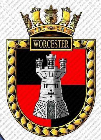 Coat of arms (crest) of the HMS Worcester, Royal Navy