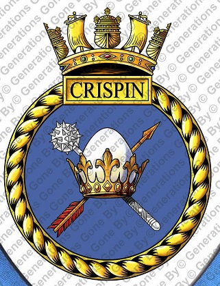 Coat of arms (crest) of the HMS Crispin, Royal Navy