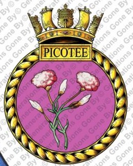 Coat of arms (crest) of the HMS Picotee, Royal Navy