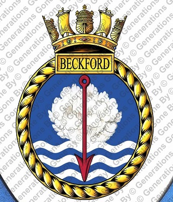 Coat of arms (crest) of the HMS Beckford, Royal Navy