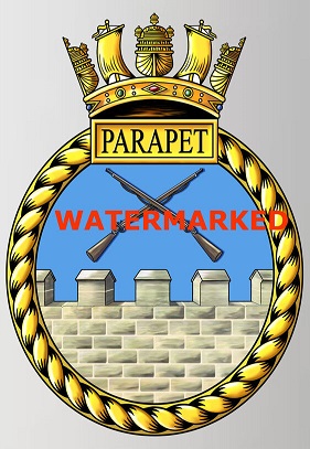 Coat of arms (crest) of the HMS Parapet, Royal Navy