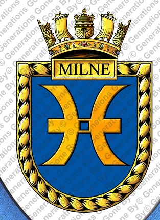 Coat of arms (crest) of the HMS Milne, Royal Navy