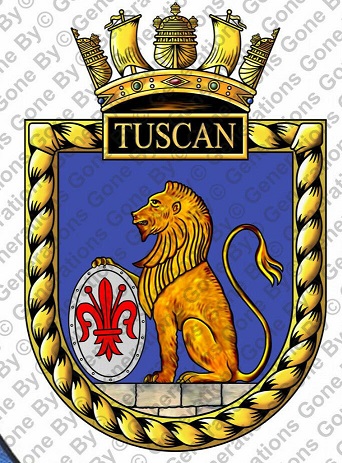 Coat of arms (crest) of the HMS Tuscan, Royal Navy