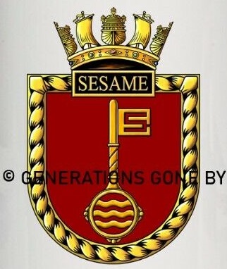 Coat of arms (crest) of the HMS Sesame, Royal Navy
