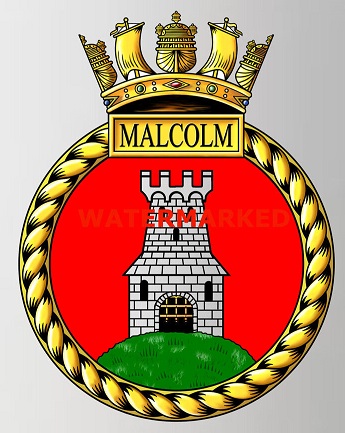 Coat of arms (crest) of the HMS Malcolm, Royal Navy