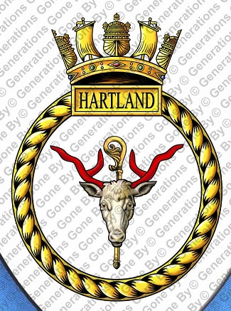 Coat of arms (crest) of the HMS Hartland, Royal Navy