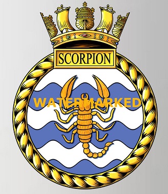 Coat of arms (crest) of the HMS Scorpion, Royal Navy