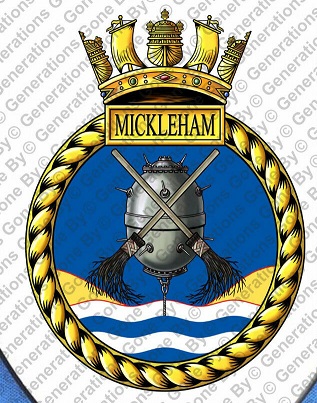 Coat of arms (crest) of the HMS Mickleham, Royal Navy